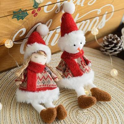 Fabric Plush Little Doll Hanging Pendants Angel Girl Doll Snowman Fabric Snowman Christmas Decoration Crafts Ins