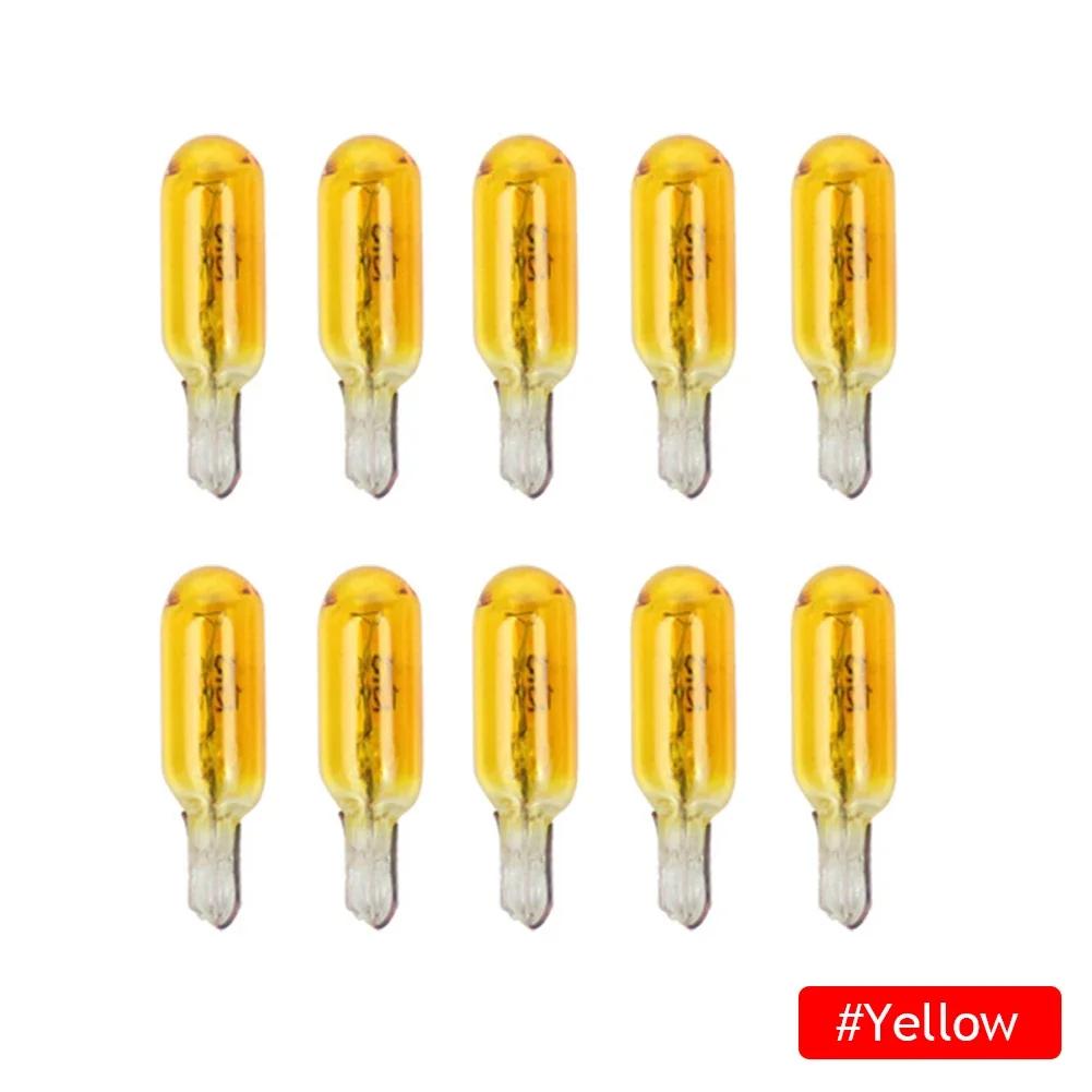 10pcs W2W T5 12v 1.2w Car Halogen Lamp Instrument Lights Dashboard Bulb Auto Interior Light Car Styling Blue Red Amber Yellow