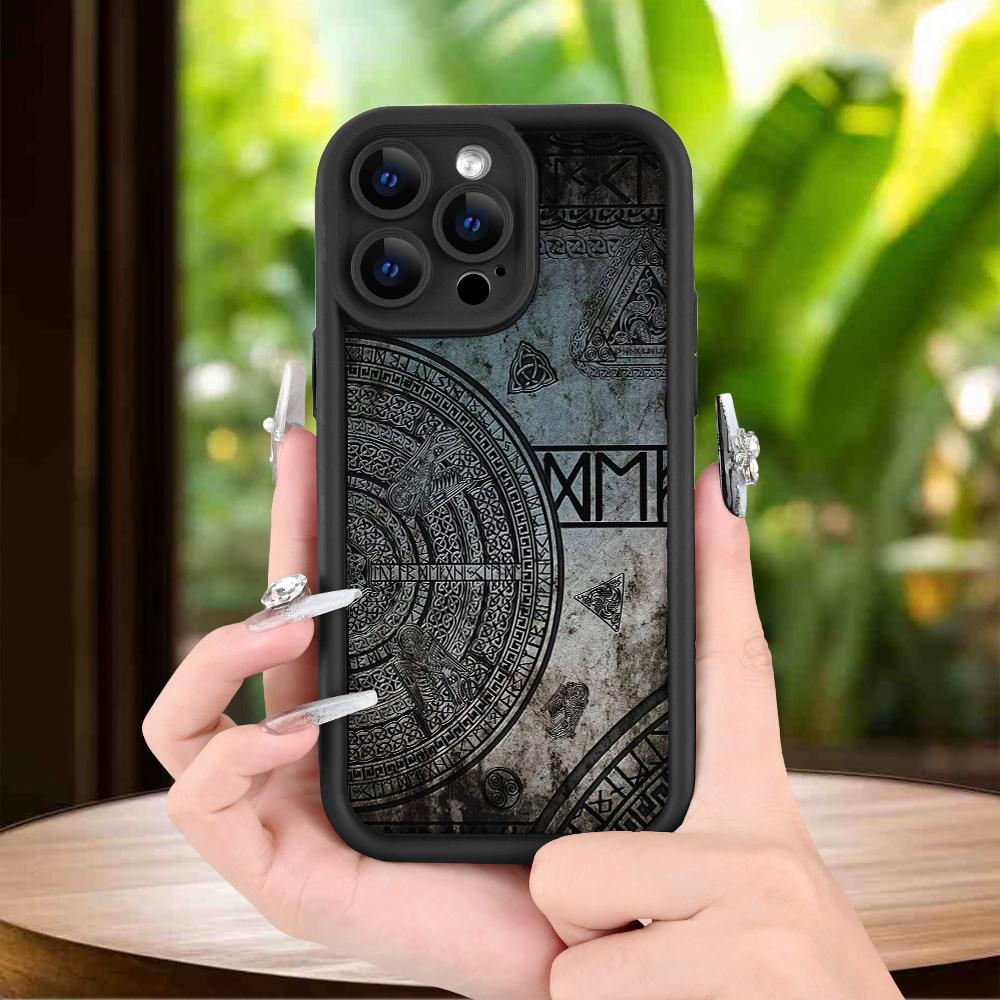 Viking Rune Pattern Mobile Phone Case Suitable for Iphone16 15 14 13 12 11 Pro/Max/Plus Anti-fall and Shock