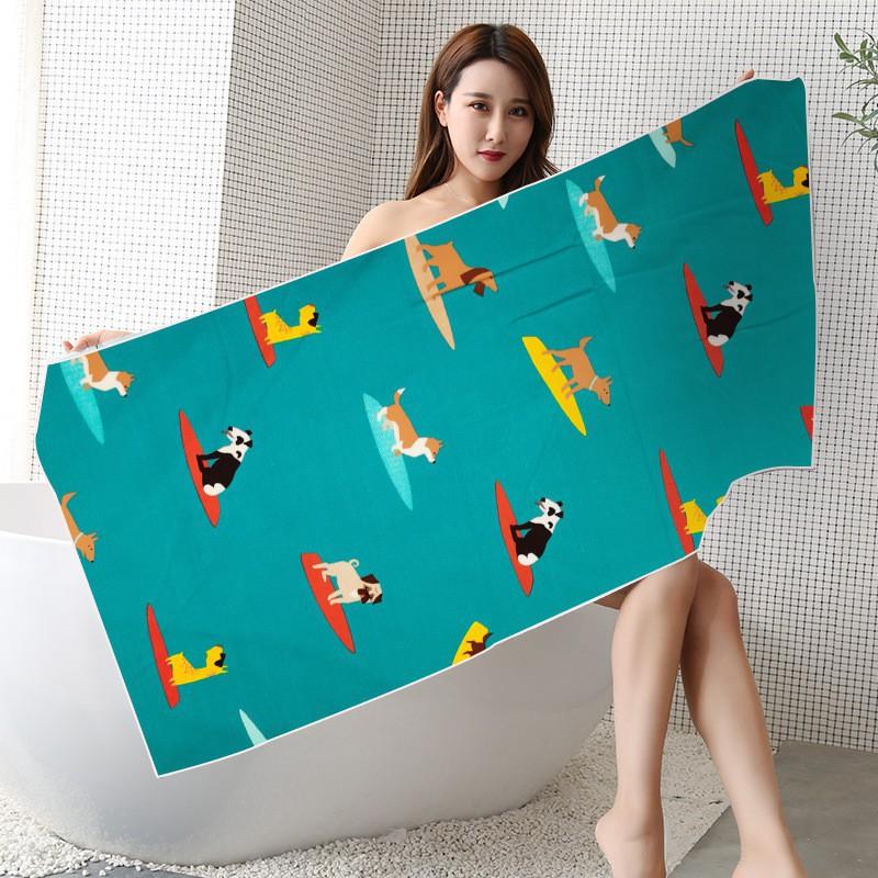 Ultrafine Microfiber Beach Towel Large Size Quick Dry Absorbent Digital Print Swim Cover Up Sun Protection Women Men Kids Pool Travel