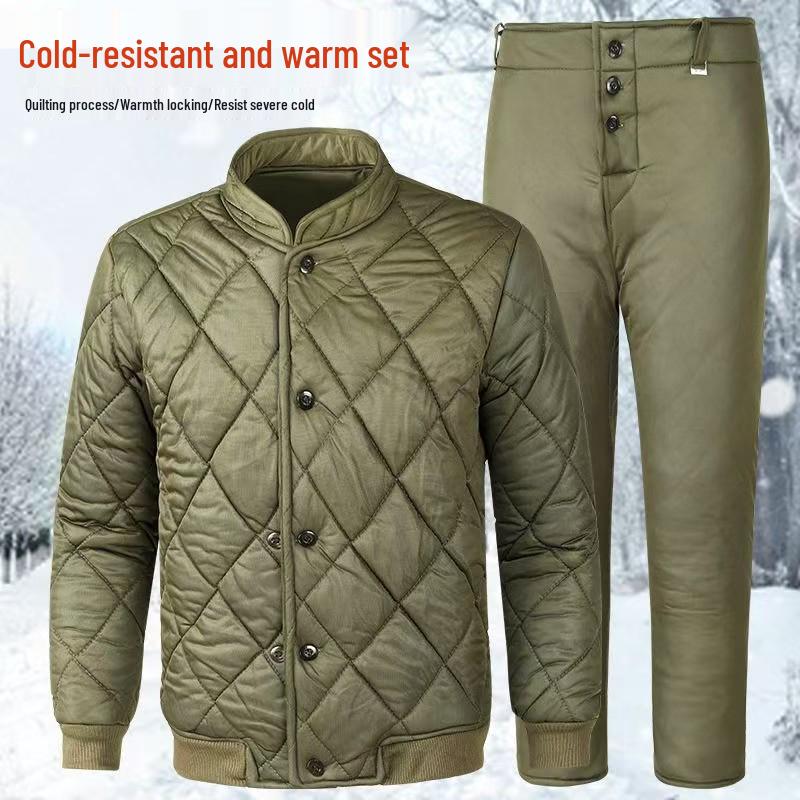 Zero Three Thermal Elastic Cotton Outfit: Warm Jacket & Pants for Outdoor Winter and Cold Storage Activities