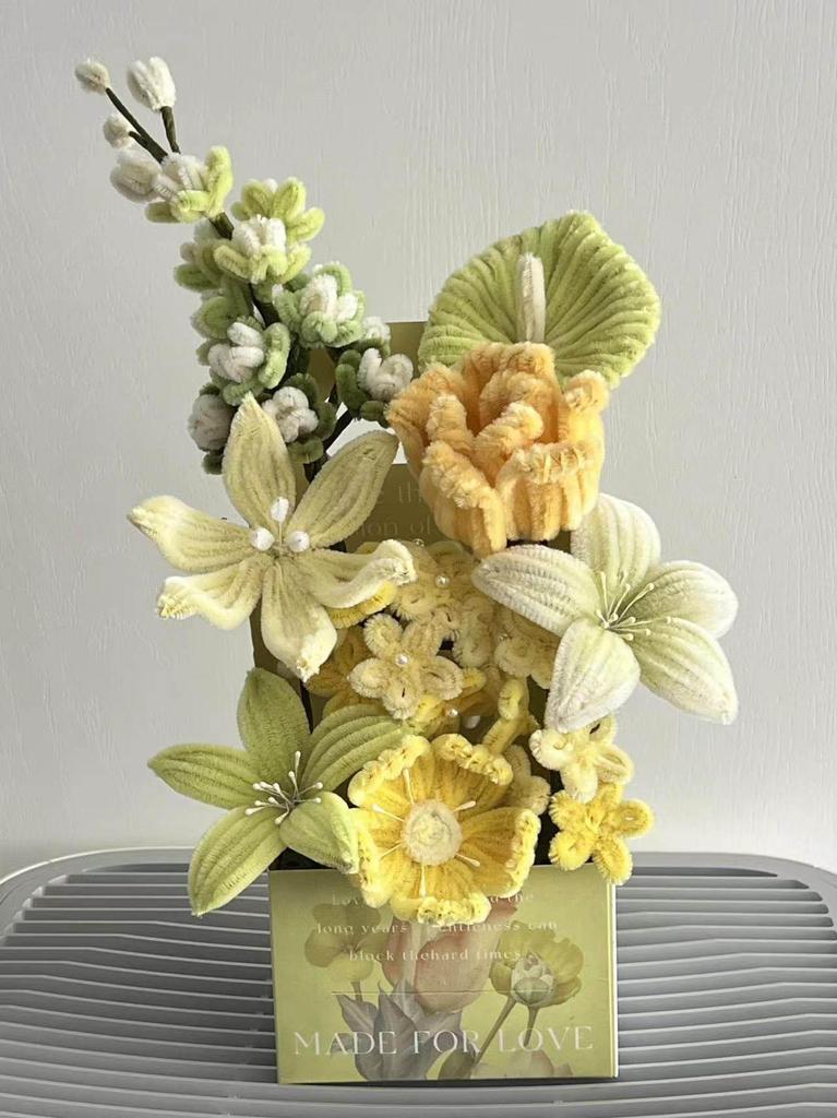 Kit de bouquet de fleurs avec attache torsadée fait main - Cadeau DIY pour enseignants et amis