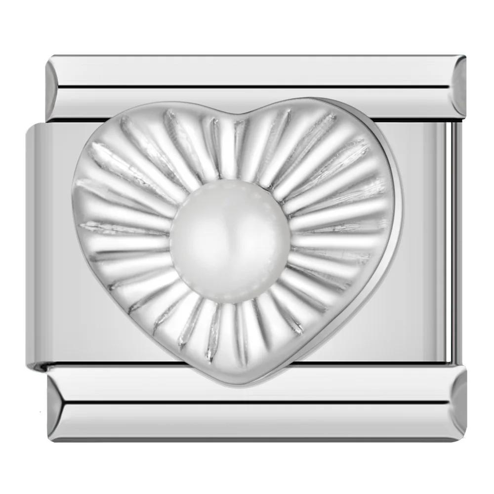 2023 Mode Herz Elliptische Rechteck CZ Charme Italienische Links Fit 9mm Armband Edelstahl Herstellung Von Schmuck DJ692