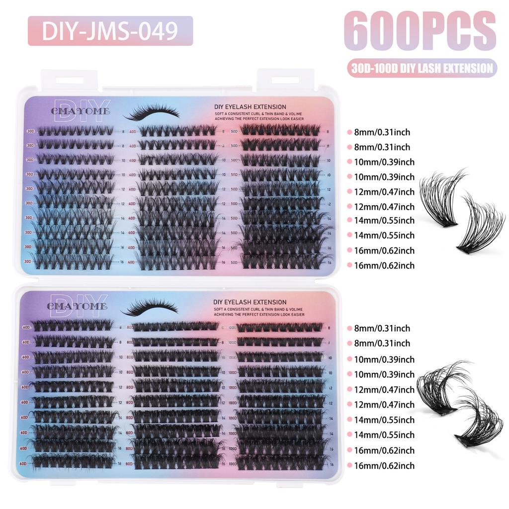 600 Clusters Of False Dense D Song Single Cluster False Eyelash Set 8-16Mmdiy Segmented Eyelashes