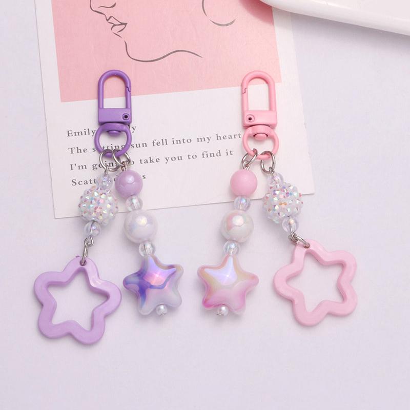 Portachiavi Ciondolo Stella Pentagramma Degradato Decorazione Zaino Portachiavi Ciondolo Fatto a Mano Portachiavi Moda Ciondolo Borsa Portachiavi Dolce Fresco