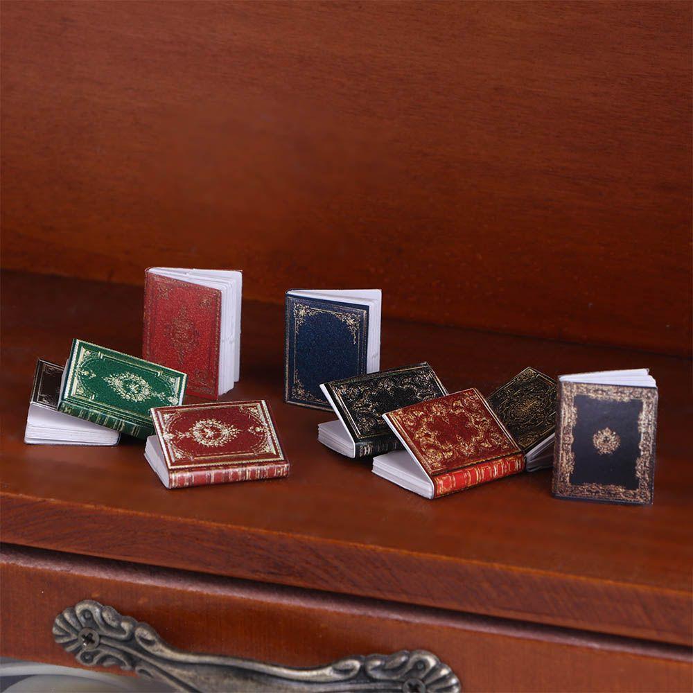 Pretend Play European Style Retro Vintage Mini Books Dollhouse Decoration Miniature Notebook