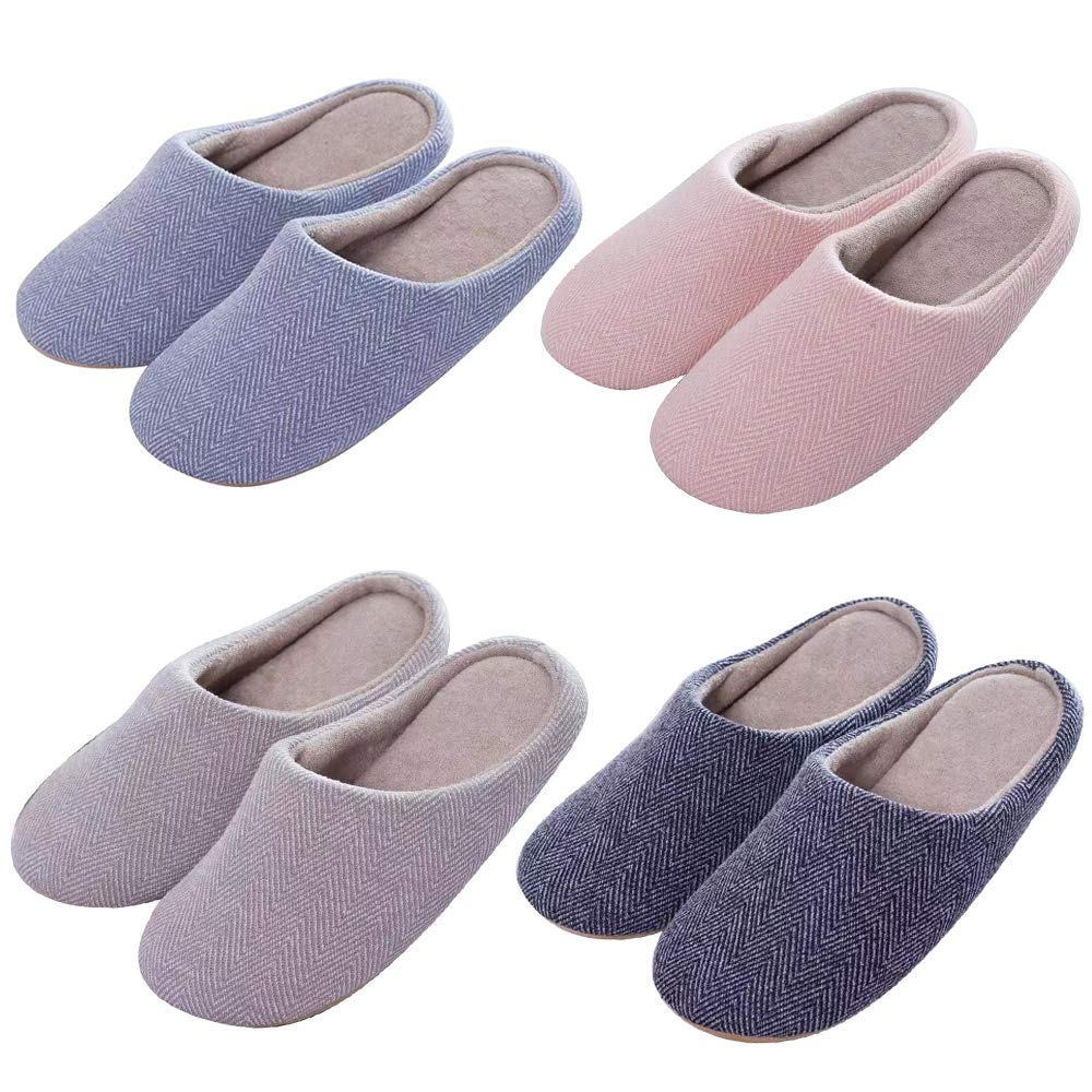 Miyasora Indoor Set of 4 for Men and Perfect for or Work Slippers, Stylish, Washable, (2 pairs) Women, Non-Slip, Cushioned, Washable, Quiet, Guests,