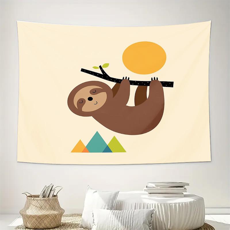 Cute Sloth Tapestry Forest Animal Wall Hanging Nature Decor Bohemian Home Decor Dorm Room Aesthetic Wall Art Gift Tropical Vibe