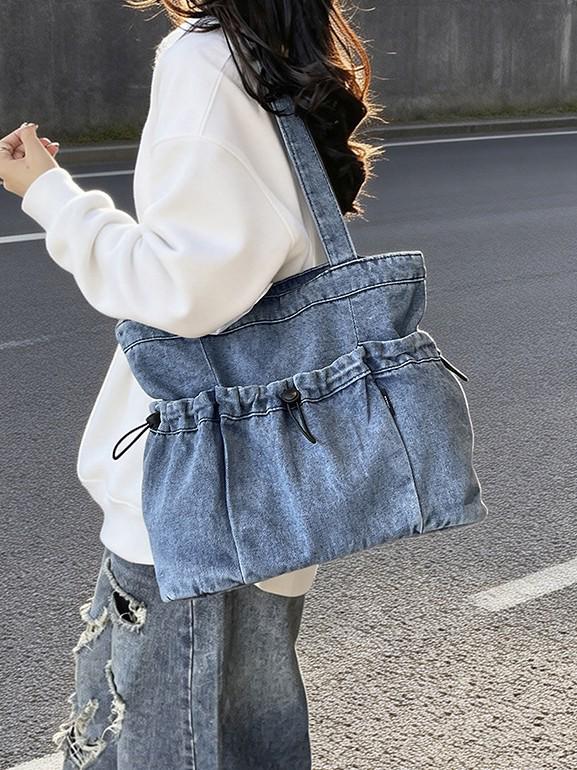 Koreanischer Stil Große Kapazität Denim Schulter-Tragetasche - Neue Mode 2026