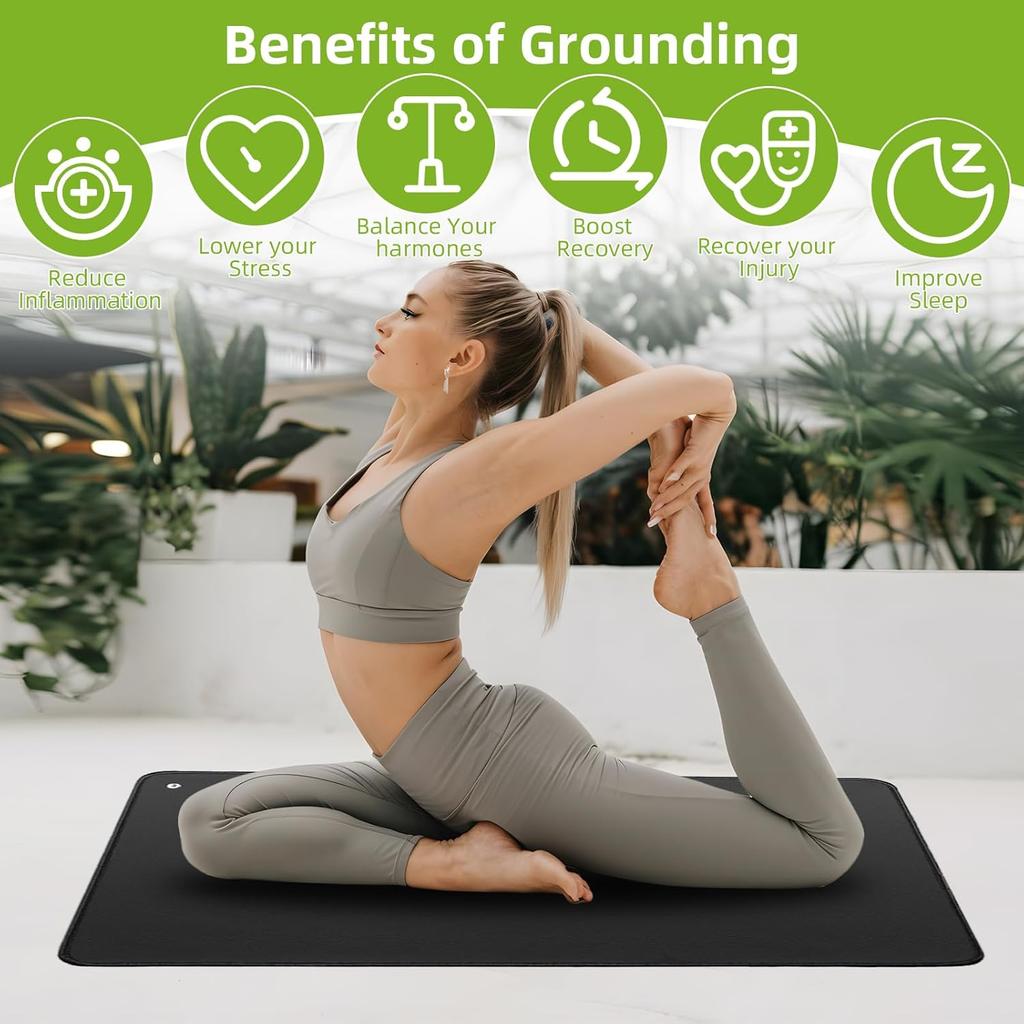 2 Pack Grounding Mat 10x26.7" Grounded Foot Pad with 2 Grounding Cords Sleep Comfort Balance Universal Use