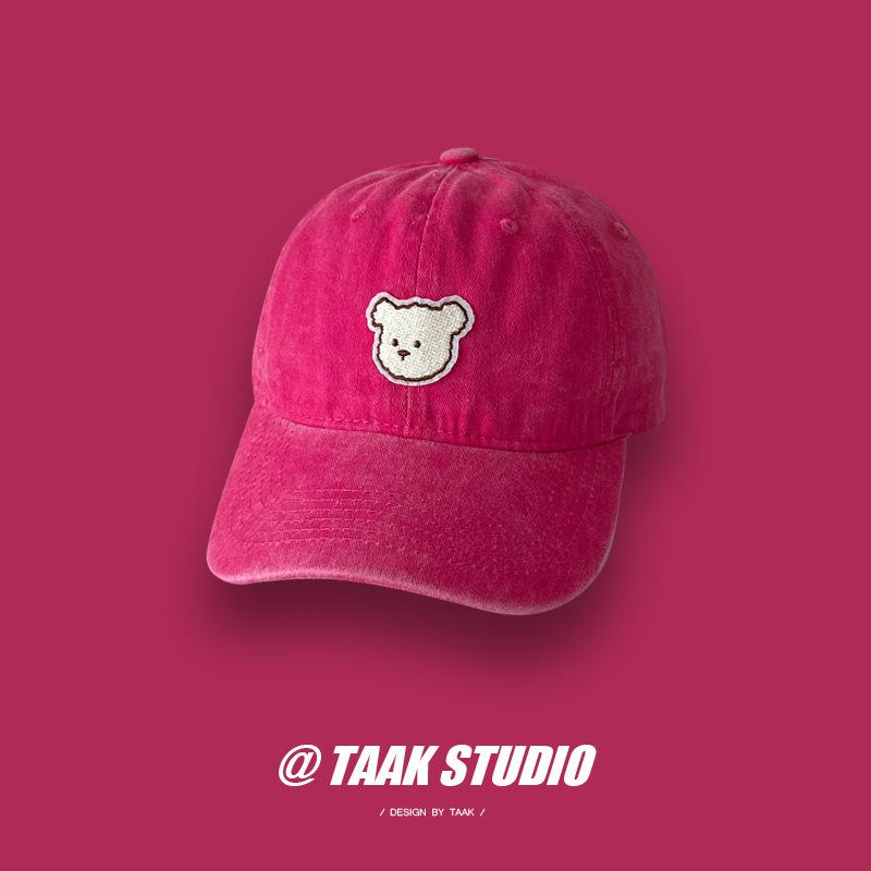 Japanese Bear Embroidered Baseball Hat for Women In Summer Korean Style Student Street Washing Versatile Baseball Hat Trendy Men