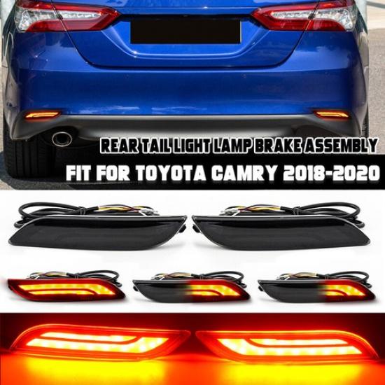 Dynamic Turn Signal Rear Fog Brake Light Bumper Reflector For 18~20 Toyota Camry