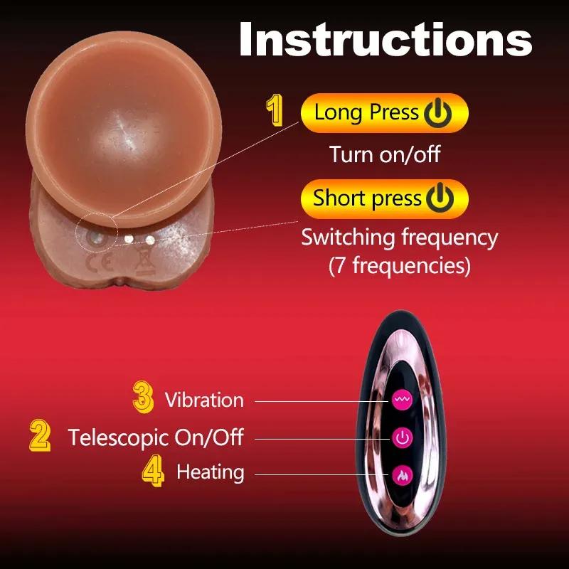 Realistic Dildo Telescopic Vibrator Rotating Penis Adult Dick Vagina Masturbation Anal Plug Heating Dildos Sex Toys For Women