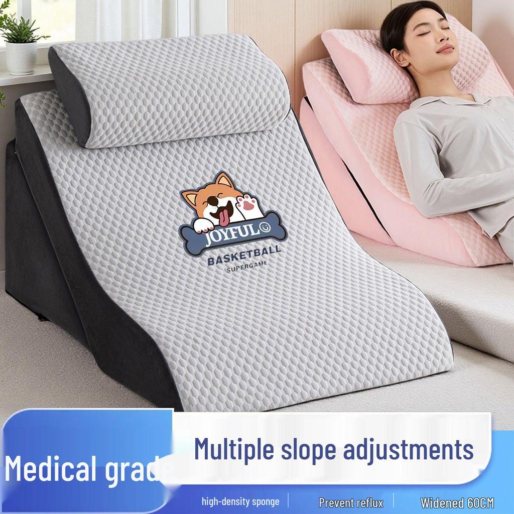 Removable Washable Linen Triangular Cushion for Elderly High-Density Anti-Reflux Bedside Backrest