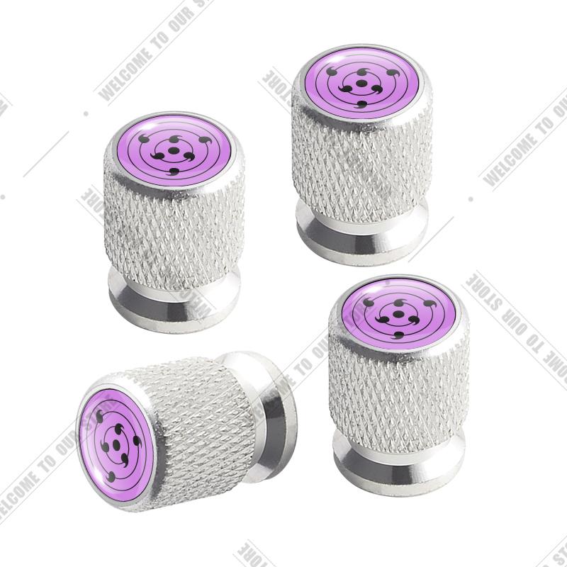 Car CNC Aluminum Sharingan Eye Japanese Anime Emblem For Suzuki Infiniti Toyota Honda 4pcs Tire Valve Air Port Stem Cover Caps