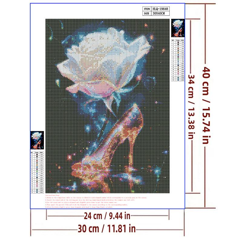 5d DIY Diamond Painting Cross Stitch Crystal Shoes White Rose Diamond Embroidery Mosaic Full Round Drill Home Decor Crafts