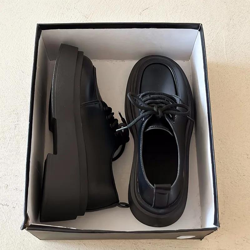 2024 Autumn New Female Thick Soled British Style Small Leather Shoes Casual Simple Fashion Loafers Shoes for Women