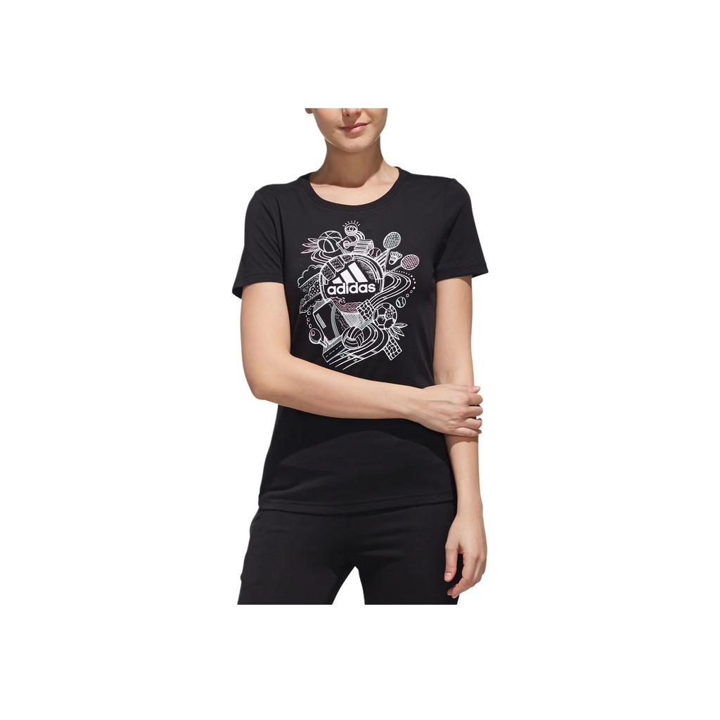 adidas Sports Lifestyle Casual Breathable Short Sleeve T-Shirt Women Tops Black DY8607