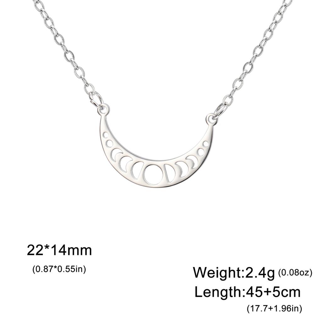  Moon Phase Pendant Necklace for Women Stainless Steel Gold Silver Color Charm Witch Crescent Moon Amulet Jewelry Gift