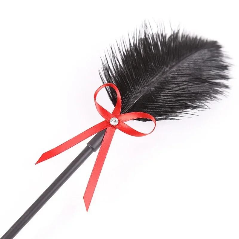 Feather Tickled Whip Erotic Punish Leather Spanking Paddle Play Flogger Sex Toys For Couple Woman Lover