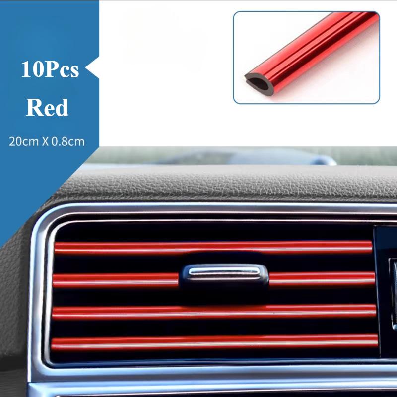 10pcs/lot Car Styling Plating Air Outlet Trim Strip Interior Air Vent Grille Switch Rim Outlet Decoration Strip DIY Modification