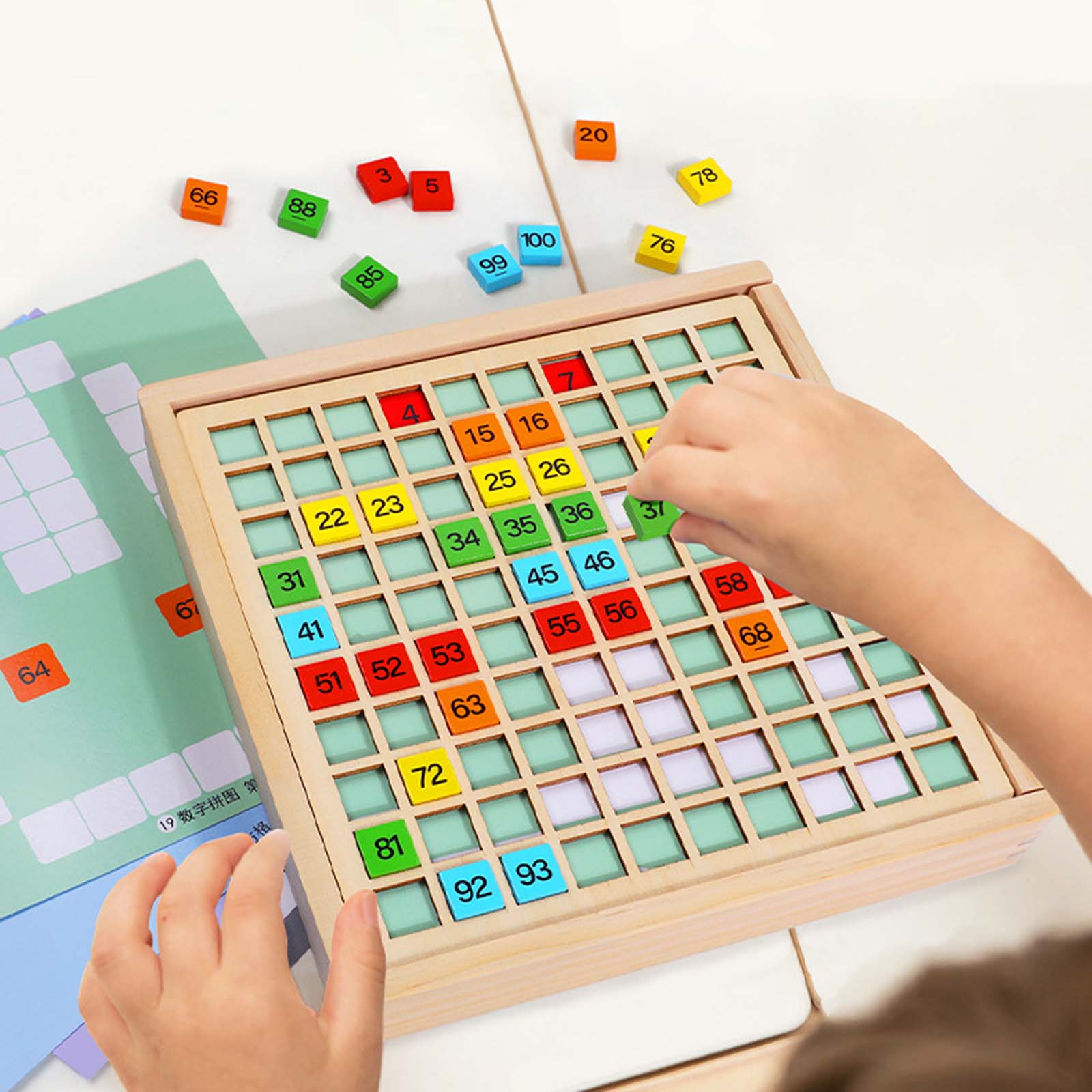 Gioco Educativo Morofme Numeri 1-100 - Tavola Matematica Montessori Legno Per Bambini - Foto 9