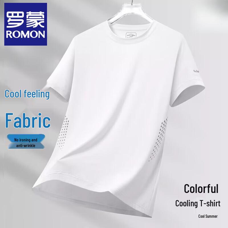 

Romon Men s Ice Silk Quick Dry Loose Fit Round Neck T-Shirt L