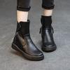 Women Real Leather Flat Sole Ankle Boots Autumn Winter New Soft Sole Non Slip Plush Keep Warm High Top Zippers Cotton Boots