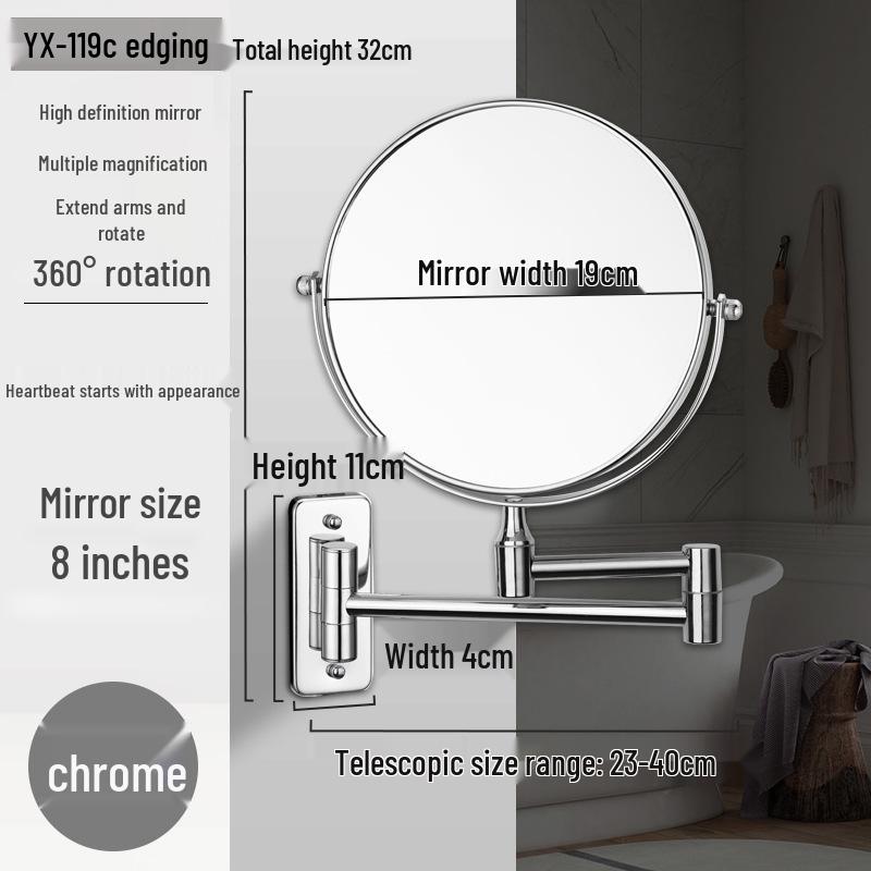 Wall-Mounted Retractable Double-Sided Vanity Mirror