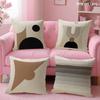 Nordic Geometric Line Coffee Color Cushion Cover Natural Linen Organic Fabric DoubleSided Printing Sofa Home Decor Pillow Case