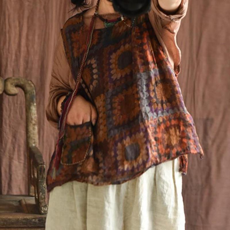 Johnature Frauen Sommer Ramie Tank Tops Oansatz Druck Floral Hohe Qualität Frauen Kleidung Taschen Weibliche Tank