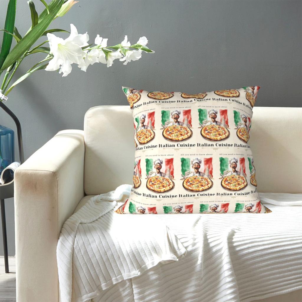 Italian Flag Pizza Square Pillowcase Pillow Cover Cushion Zip Decorative Comfort Throw Pillow for Home Sofa