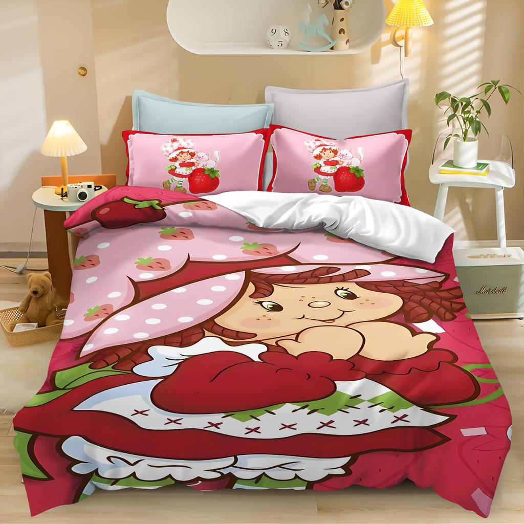 Carton Strawbery Shortcake Young Girls Comfortable Quilt Cover Skin Friendly Breathable Adorable Lovely Printed Beding Children's Bedrom Decoration