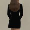 Vestido Blazer Feminino Gola V Manga Longa Bodycon Vestido de Trabalho Um Botão Babado Tubinho Formal para Escritório