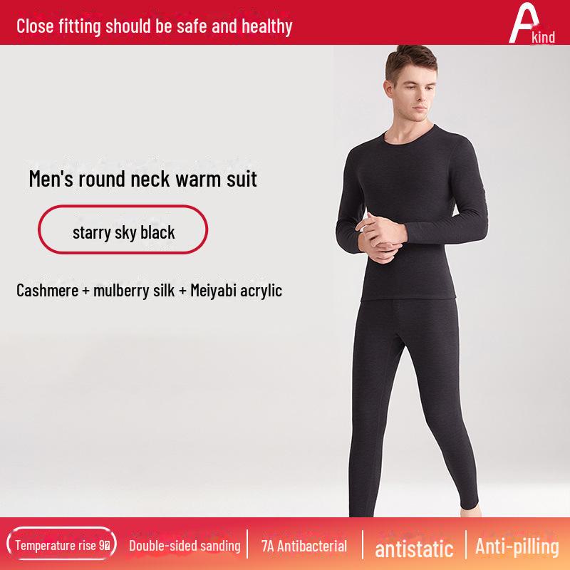 Unisexová německá kašmírová termoprádlová souprava: Hedvábím vylepšený, sametem podšitý, teplý oblek na podzim