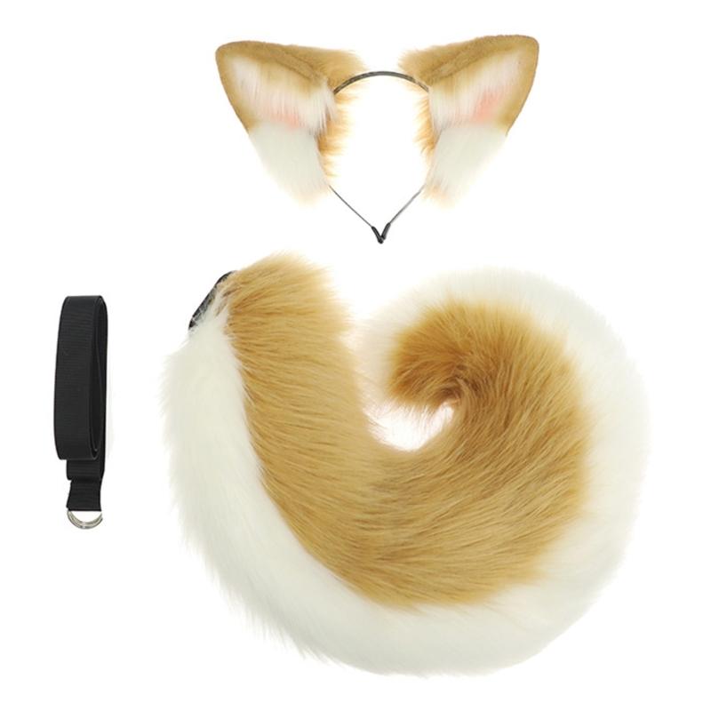 1/2 Stück Kunstpelz Tier-Schwanz Hundeschwanz Hundeohren Stirnband Halloween Cosplay Kostüm Hundeohren Haarband Hundeschwanz Hunde Kostüme