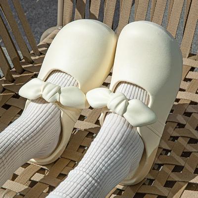Sommer Schleife Damen Hausschuhe Mode Dicke Sohle Schuhe EVA Rutschfeste Baotou Sandalen Outdoor Strandschuhe