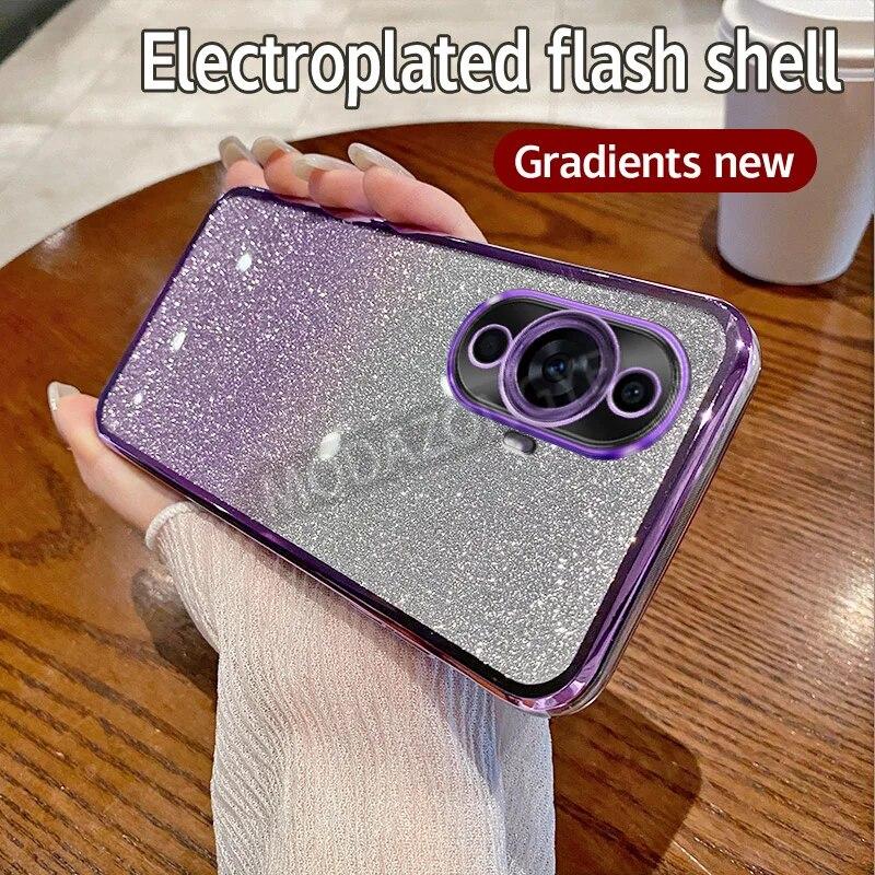 

Для Huawei Nova 11 Pro чехол с гальваническим покрытием, мягкий блестящий ТПУ, задняя крышка для мобильного телефона Huawei Nova 11Pro, чехол для телефона для девочек и женщин Huawei Nova 11 Pro фиолетовый