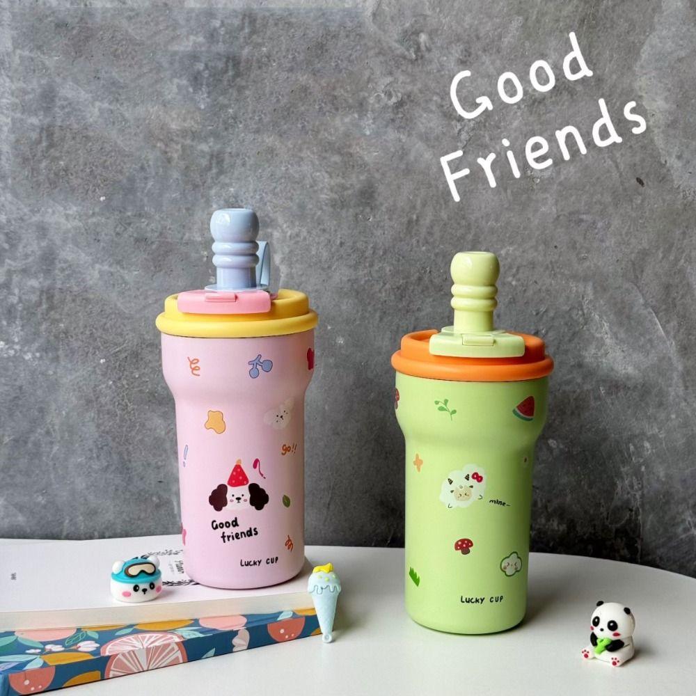 Cartoon Insulated Cup 600ml Water Mug Cute Vacuum Cup