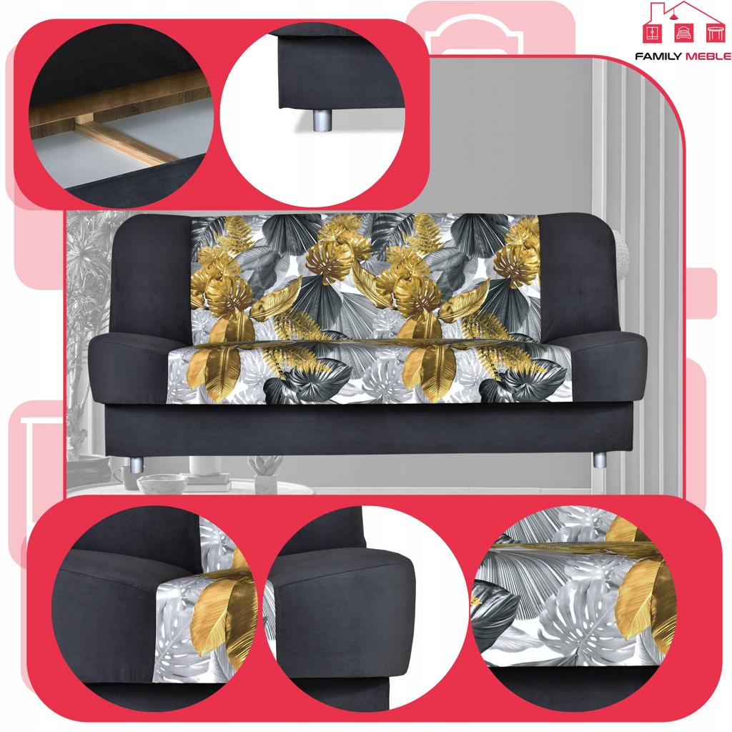 Kanapa sofa Sara Print Duo rozkładana wersalka spania bonell łóżko Family meble