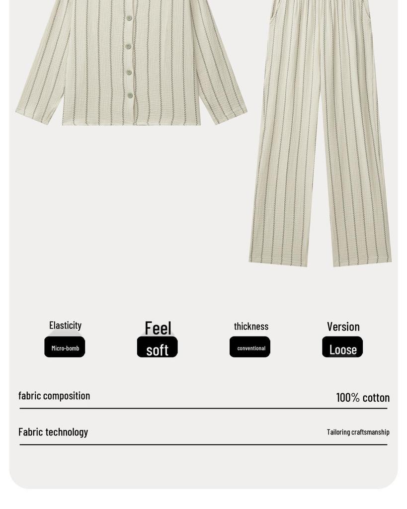 Women's Woven Long Sleeve Pajama Set: Loose Fit for In- or Outdoor Wear