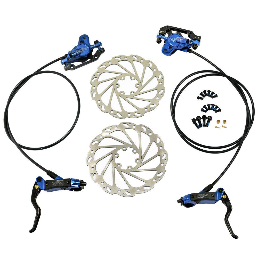 

JUIN TECH DB1 MTB Hydraulic Disc Brake JT2266 E-bike Dual-Piston Set(F+R) w/160mm Rotor, Blue,