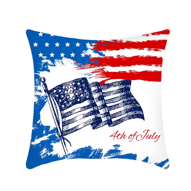 Independence Day Throw Pillow Cover Blue Theme Plush Print Sofa Bed Car Cushion Cover Without Core