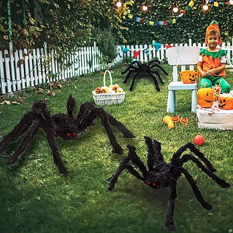 Riesige Halloween-Spinnen-Dekorationen Realistische Gruselige Spinne Halloween-Deko Künstliche Requisiten für Innen Außen Rasen Hof Party