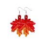 Fall Thanksgiving Earrings Leather Pumpkin Leaf Shape Leather Earrings