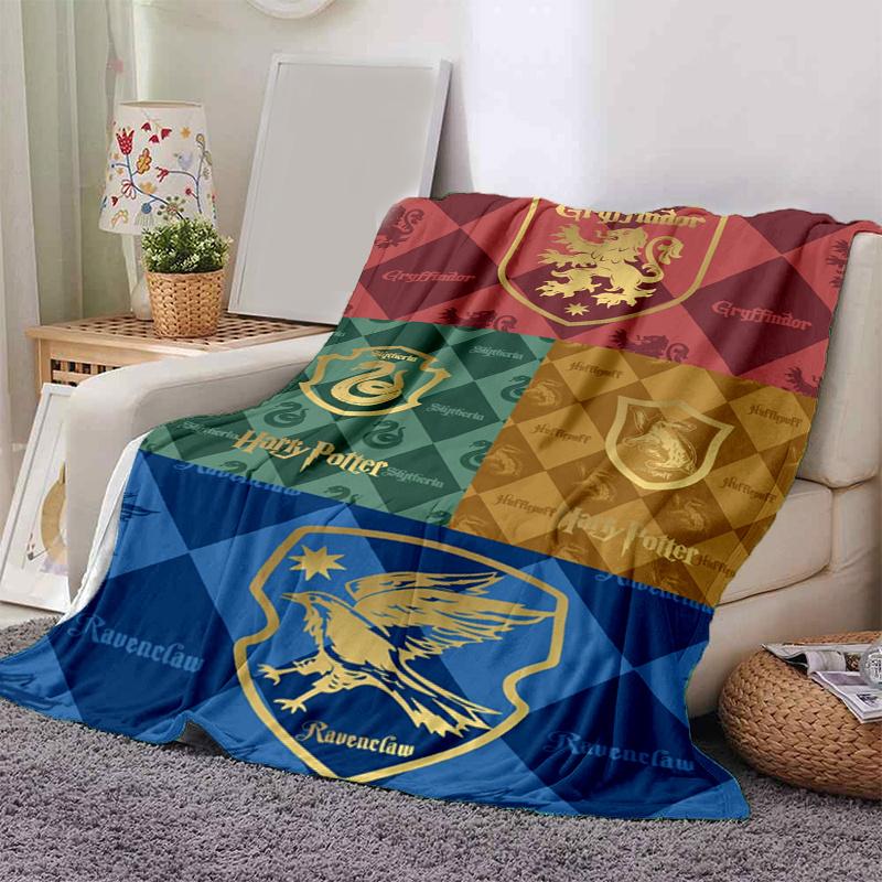 

Harry Potter House Crests Fabric Panel Set of 4 PanelsPrint Blanket, Soft Blanket For Sofa Office Bed And Travelling Daughter Birthday Gift 130cm×150cm（50in×60in）