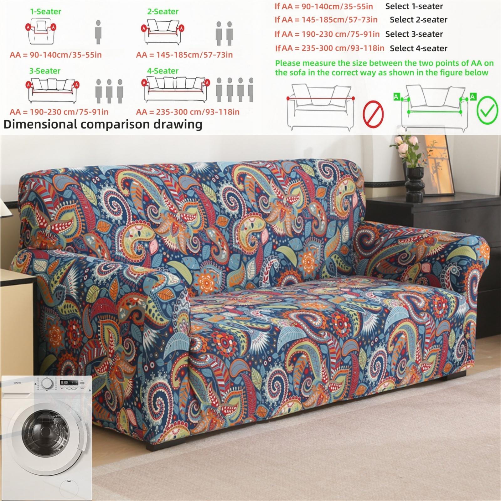 Bohemian Elastische Sofabezüge 1234 Sitzer Optionen Buntes Gemustertes Couchschutz Waschbar Rutschfest Alle Jahreszeiten 1-Seater gray