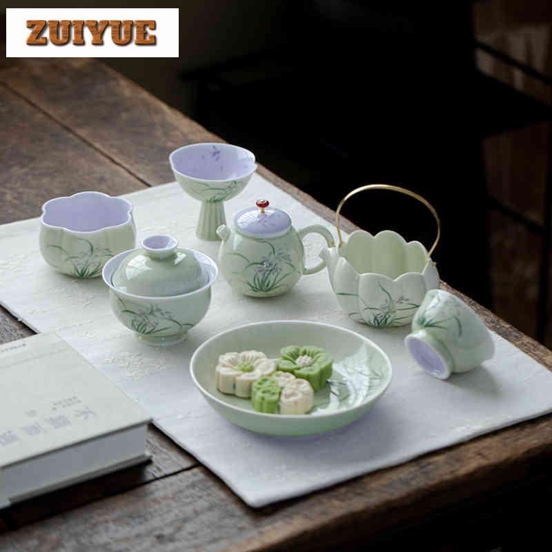2 Stück/Los Handbemalte Orchidee Teetasse Boutique Teeschale Teetasse Set Teeverkostung Dufttasse Jianzhan Meistertassen Teegeschirr 50ml