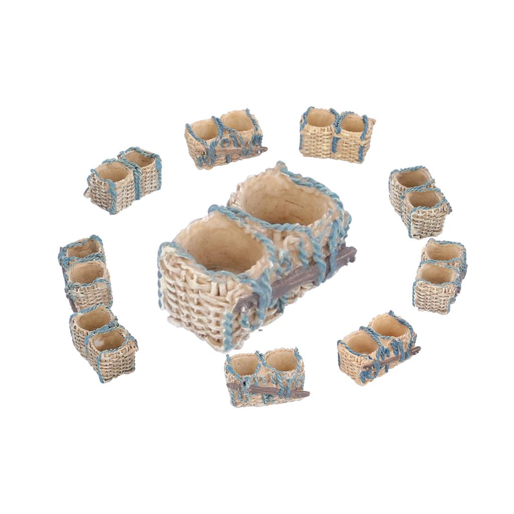 10PCS Miniature Rattan Basket Ornaments Simulation Basket Micro Landscape Bonsai Decoration