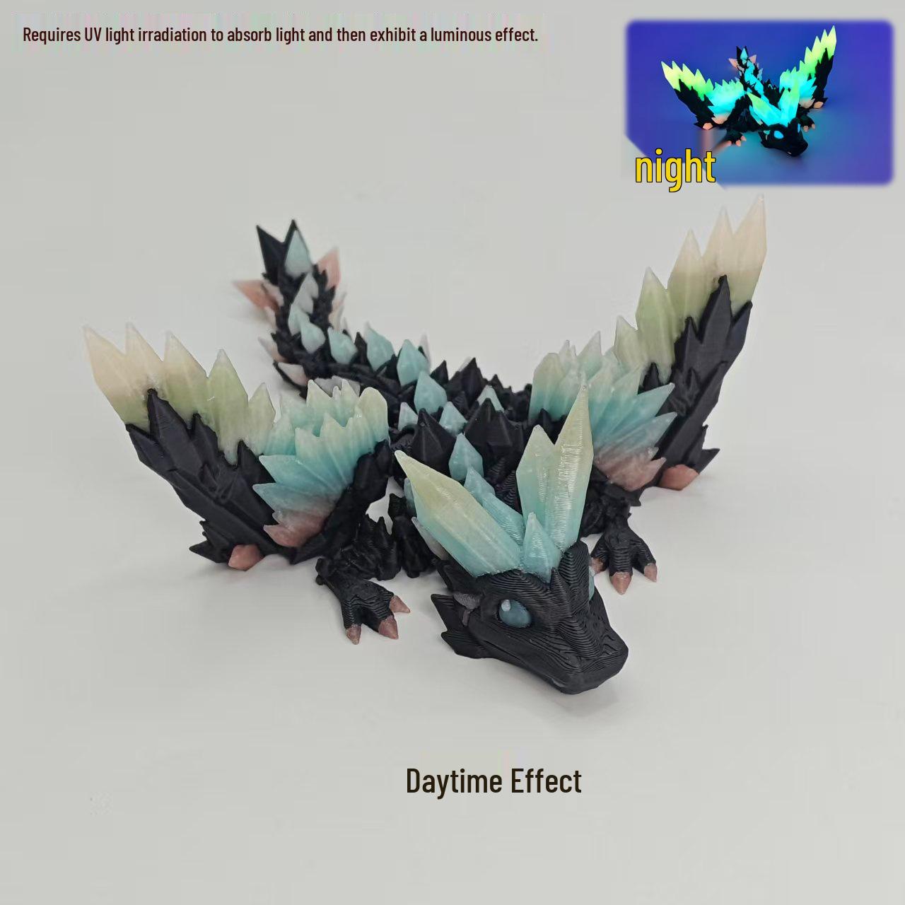 Luminous 3D Printed Baby Dragon Girl Toy – Gemstone Ornament